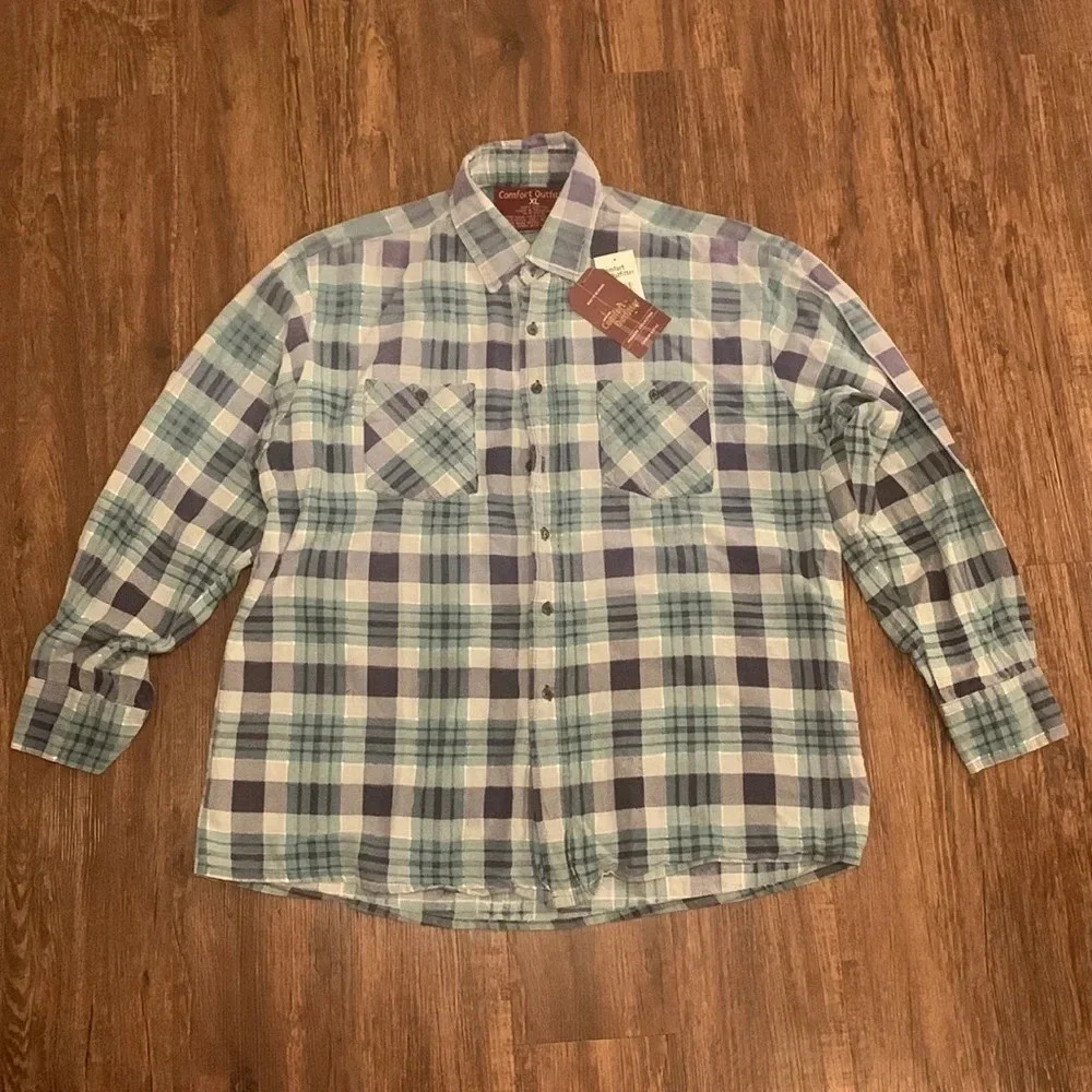 Men’s Workwear Flannel Button Down Shirt Plaid XL Comfort Outfitter New